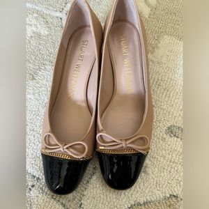 Brand new Stuart Weitzman sleek bow leather ballerina pumps